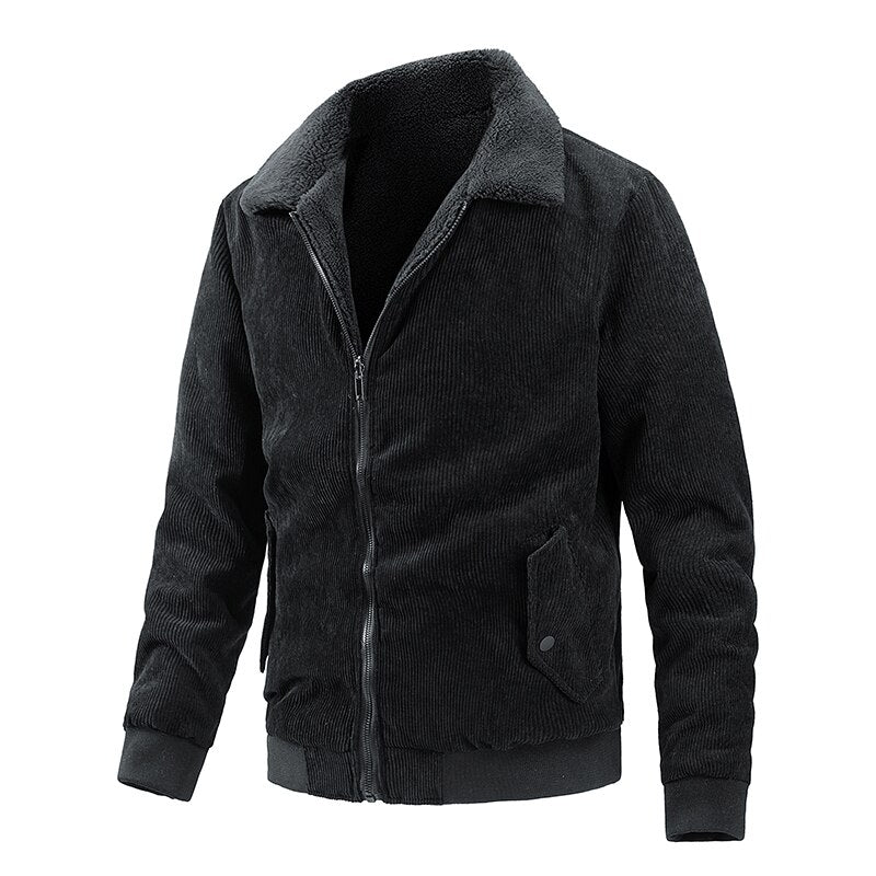 Men's Polyester Turn-Down Collar Long Sleeve Zipper Closure Jacket