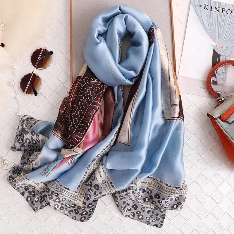 Women's Silk Neck Wrap Printed Pattern Trendy Beach Scarves