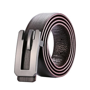 Men's Split Leather Buckle Closure Plain Pattern Trendy Belts