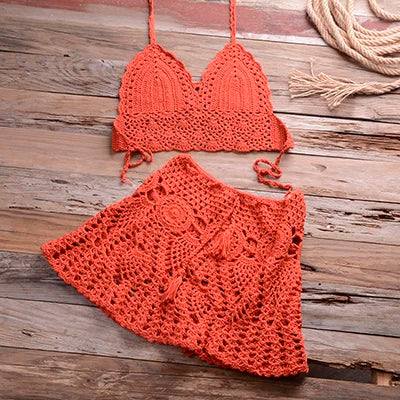 Women's Cotton High Waist Swimwear Patchwork Pattern Bikini Set