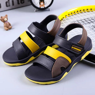 Kid's PVC Open Toe Hook Loop Closure Patchwork Casual Sandals