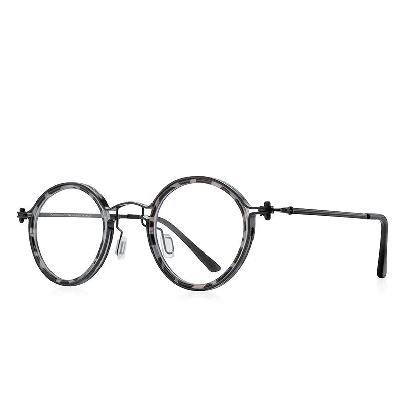 Men's Titanium Alloy Frame Full-Rim Round Shaped Trendy Glasses