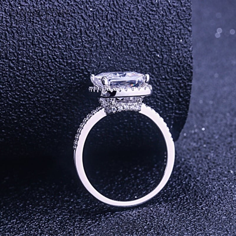 Women's 100% 925 Sterling Silver Square Zirconia Wedding Ring