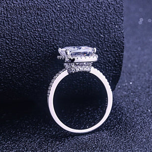 Women's 100% 925 Sterling Silver Square Zirconia Wedding Ring