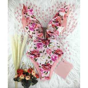 Women's Polyester Push-Up Ruffle Pattern Bathing Sexy One-Piece