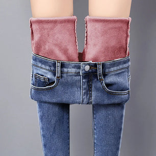 Women's Cotton High Waist Zipper Fly Closure Casual Denim Pants