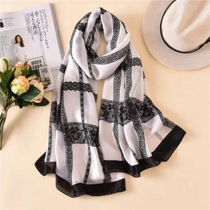 Women's Silk Neck Wrap Printed Pattern Trendy Beach Scarves