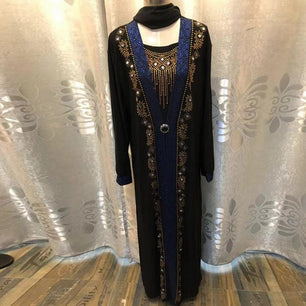 Women's Arabian V-Neck Polyester Full Sleeves Casual Wear Abaya