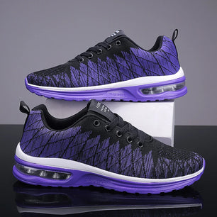 Women's Mesh Round Toe Lace-up Closure Sports Wear Sneakers