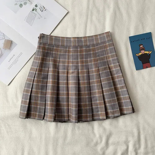 Women's Polyester High Waist Plaid Pattern Casual Wear Skirts