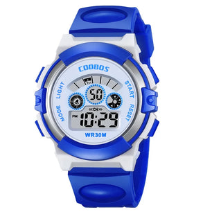 Kid's Alloy Frame Round Shaped Luminous Trendy Waterproof Watch