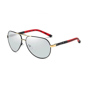 Men's Aluminum Frame Polaroid Lens Oval Shaped Trendy Sunglasses