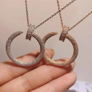 Women's Copper Cubic Zirconia Geometric Pattern Trendy Necklaces