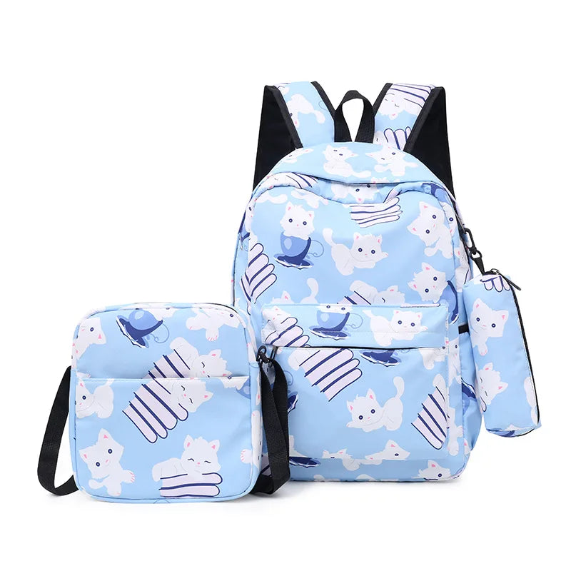 Kid's Oxford Zipper Closure Geometric Pattern School Backpack