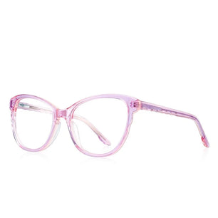 Kid's Cat Eye Acetate Frame Light Blocking Trendy Computer Glasses