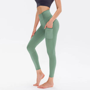 Women's Polyester High Elastic Waist Solid Pattern Yoga Leggings