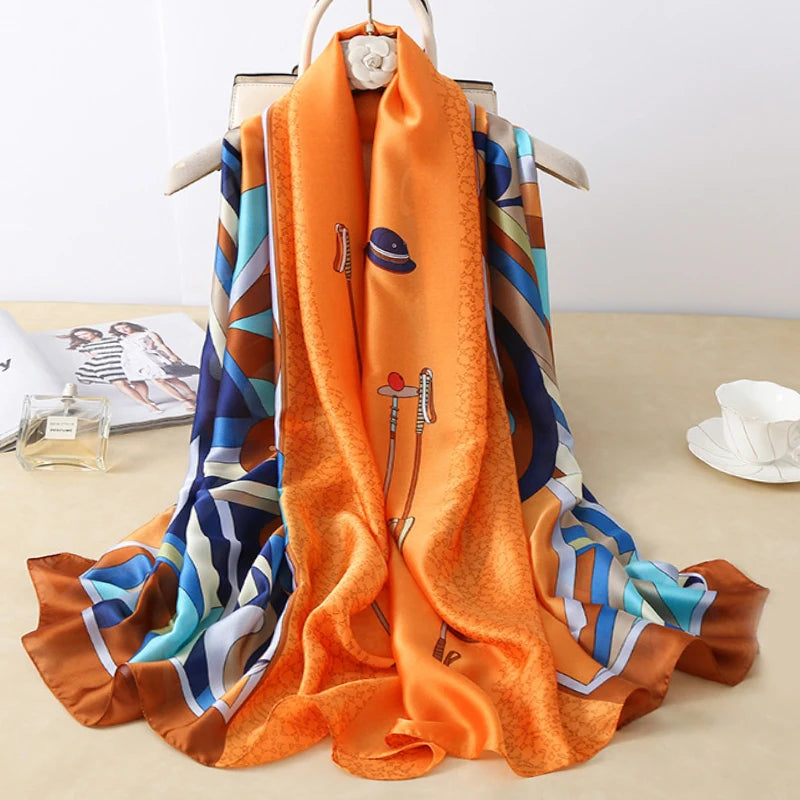 Women's Silk Neck Wrap Printed Pattern Trendy Beach Scarves