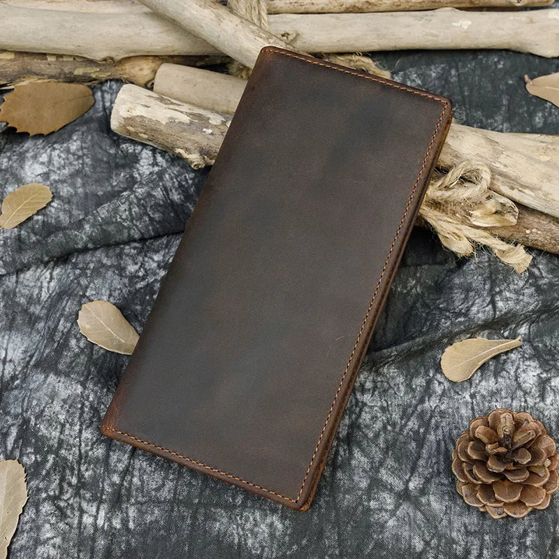 Men's Genuine Leather Solid Pattern Card Holder Vintage Wallet