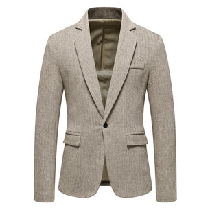 Men's Polyester Notched Collar Long Sleeve Single Button Blazers