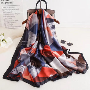 Women's Silk Neck Wrap Printed Pattern Trendy Beach Scarves