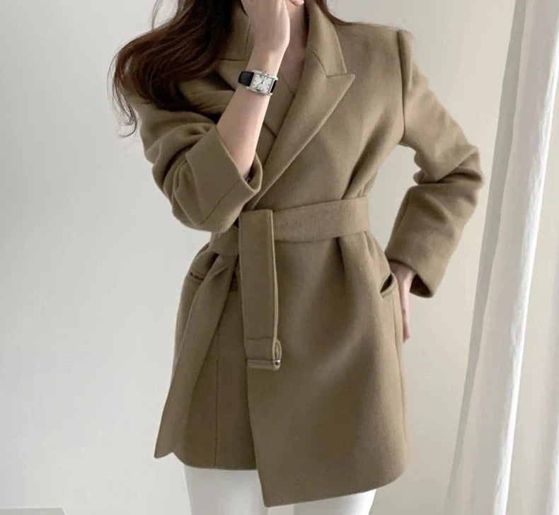 Women's Polyester Notched Collar Long Sleeves Casual Blazer