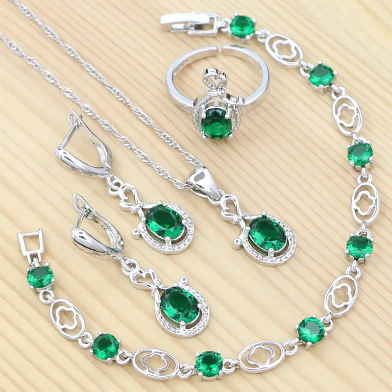 Women's 100% 925 Sterling Silver Zircon Geometric Jewelry Sets