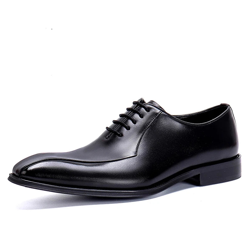 Men's Genuine Leather Pointed Toe Lace-Up Closure Formal Shoes