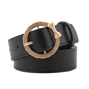 Women's PU Leather Adjustable Strap Pin Buckle Closure Belts