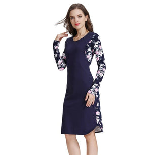 Women's Spandex O-Neck Long Sleeve Floral Pattern Maternity Dress