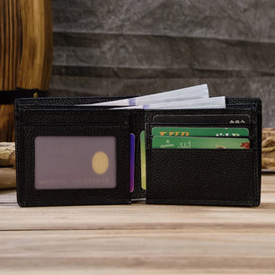 Men's Genuine Leather Solid Pattern Card Holder Casual Wallet