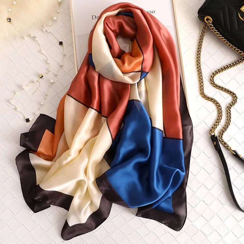 Women's Silk Head Wrap Printed Pattern Trendy Beach Scarves