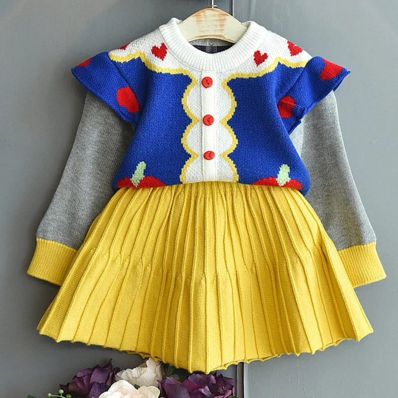 Kid's Wool O-Neck Long Sleeves Printed Pattern Pullover Clothes