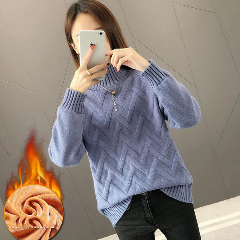 Women's Polyester High-Neck Long Sleeves Casual Wear Sweater