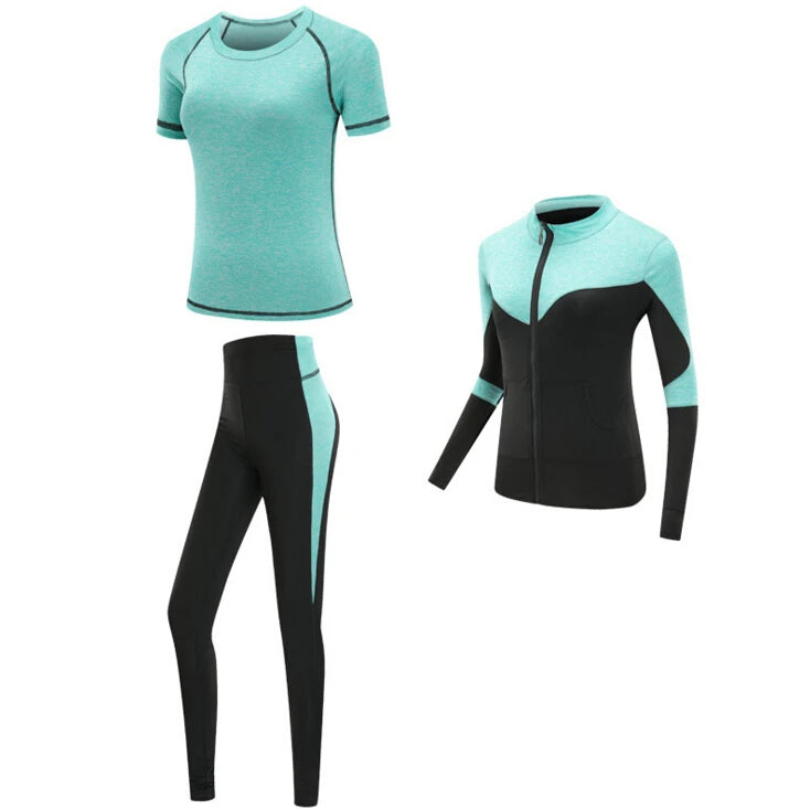 Women's Spandex Short Sleeves Running Fitness Sports Yoga Set