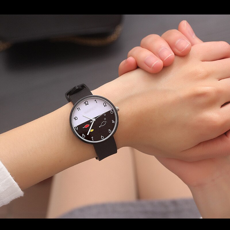 Kid's Alloy Case Round Shape Buckle Clasp Quartz Wristwatch