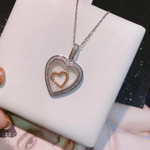 Women's Copper Cubic Zirconia Heart Pattern Classic Necklaces