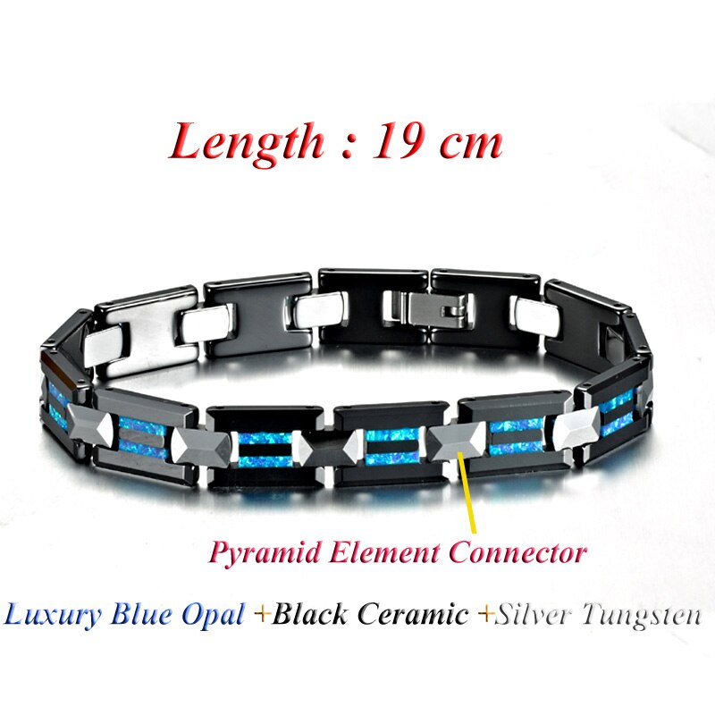 Men's Ceramic Stainless Steel Geometric Prong Setting Bracelet