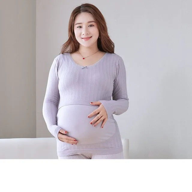 Women's Cotton O-Neck Long Sleeves Breastfeeding Maternity Dress