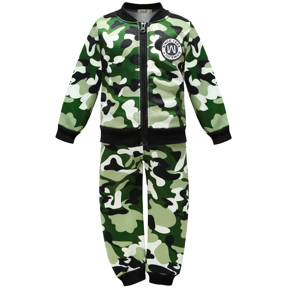 Kid's Wool V-Neck Full Sleeve Camouflage Zipper Closure Clothes