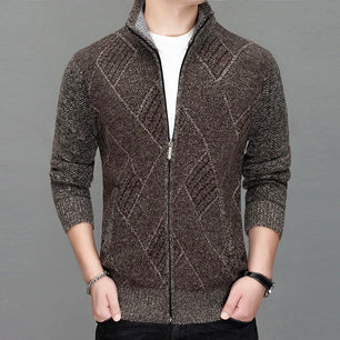 Men's Cotton Stand Collar Long Sleeves Patchwork Pattern Jacket