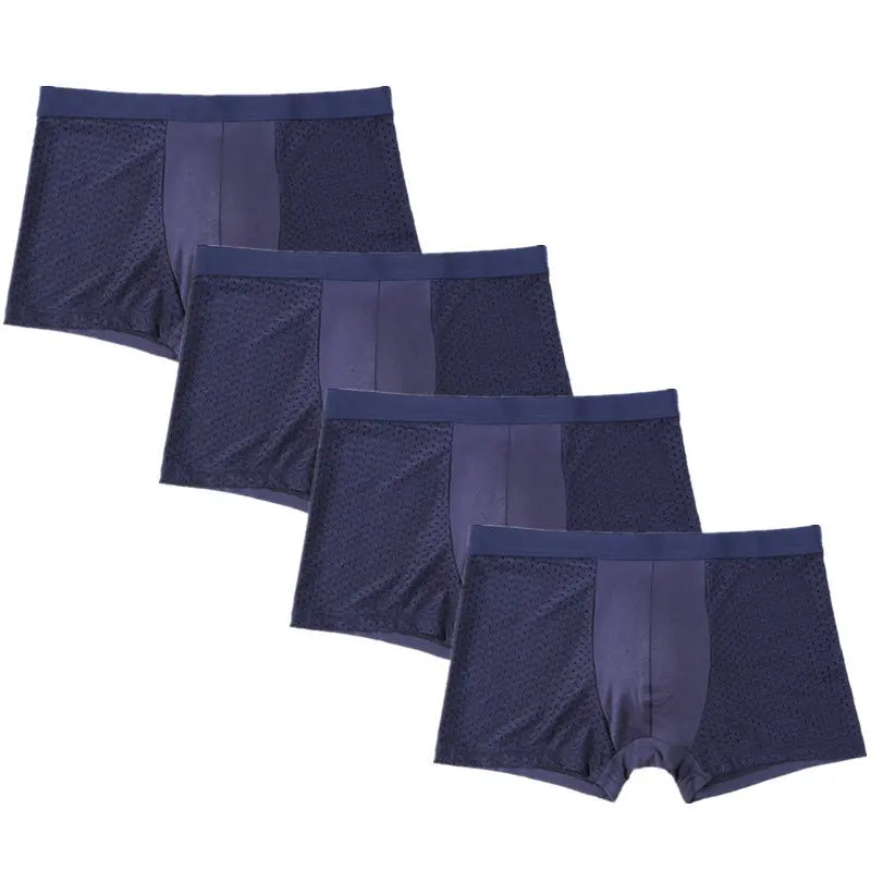 Men's 4 Pcs Spandex Breathable Solid Pattern Loose Boxer Shorts