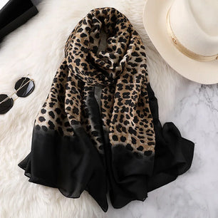 Women's Arabian Polyester Neck Wrap Leopard Pattern Trendy Hijabs