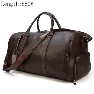 Men's Genuine Leather Zipper Closure Solid Pattern Shoulder Bag