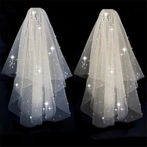 Women's Polyester Cut Edge Two-Layer Trendy Bridal Wedding Veils