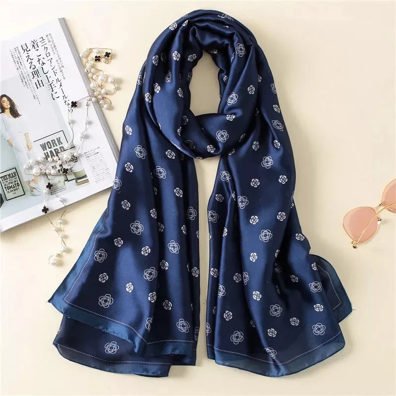 Women's Silk Neck Wrap Printed Pattern Trendy Beach Scarves