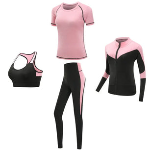 Women's Spandex Short Sleeves Running Fitness Sports Yoga Set