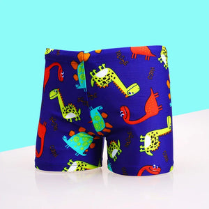 Kid's Polyester Elastic Closure Printed Quick-Dry Swimwear Shorts