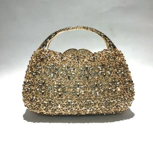 Women's Metallic Hasp Closure Rhinestone Pattern Large Tote Bag