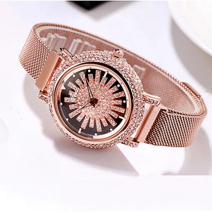 Women's Stainless Steel Round Shaped Waterproof Luxury Watch