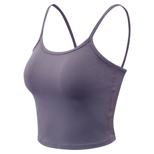 Women's O-Neck Spandex Sleeveless Breathable Solid Yoga Bra